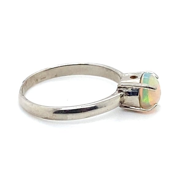 Precious Opal .82ct Platinum Finish Solid 925 Sterling Silver Ring - Picture 3 of 6